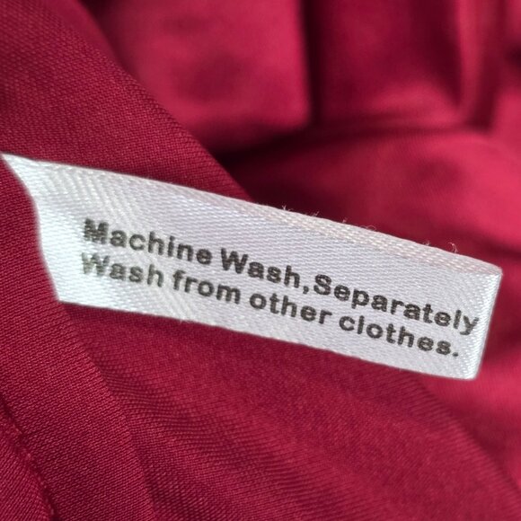 Womens Lonxu Satin Pajama Shirt & Pants Set Button-Up Red White Piping Size 4XL - Picture 4 of 15